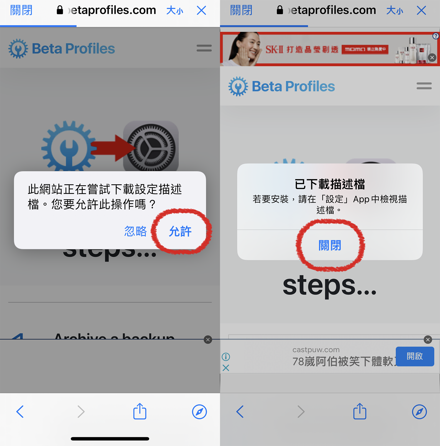 照片中提到了关闭 日 etaprofiles.com 大小X、Beta Profiles、Q，包含了屏幕截图、字形、多媒体、商标、产品设计